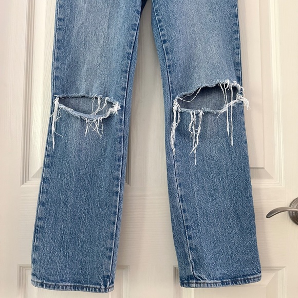 ROLLA’S High Rise Straight Jeans Blue Distress Women’s Size 25 - Picture 4 of 12